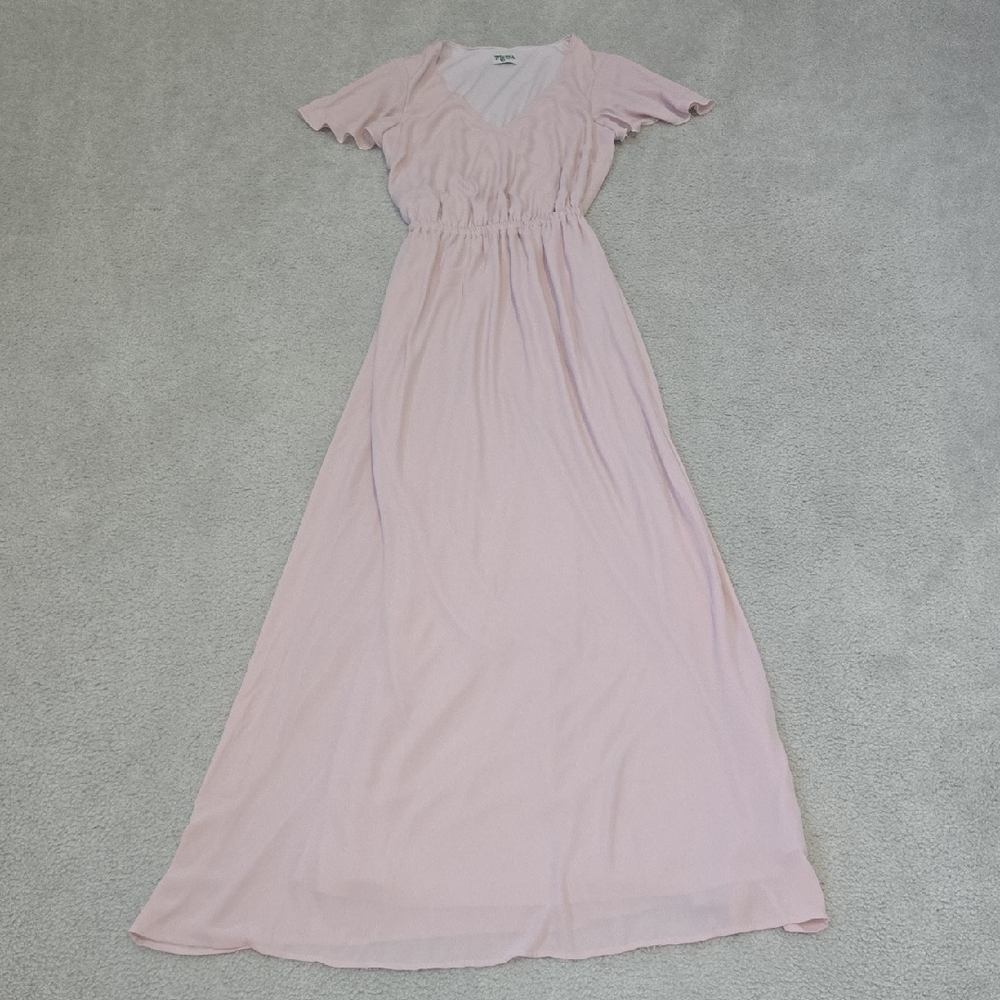 Show Me Your MuMu Michelle Flutter Sleeve Maxi Dress Pink Size Small - Picture 3 of 12